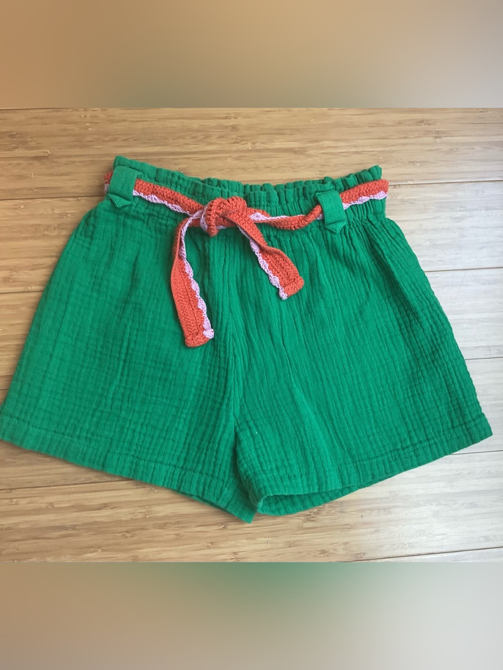 Mini Boden Green Shorts With Crochet Belt. Size:10